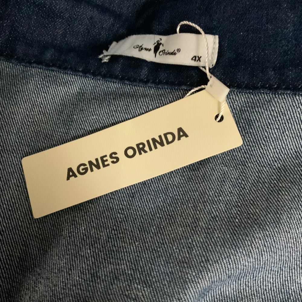 Agnes Orinda Denim Jacket Jean Shacket Size 4X Dark Blue RET $87.99 - Picture 14 of 16